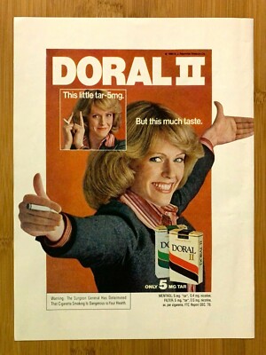1981 Doral II Cigarettes This Much Taste Vintage Print Ad/Poster Pop Art Decor