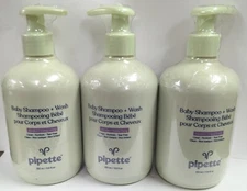3PK PIPETTE VANILLA + YLANG YLANG BABY SHAMPOO + WASH  11.8FL OZ EA NEW & SEALED