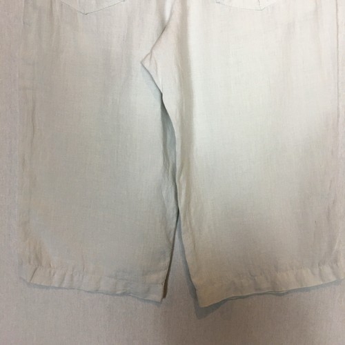 M&S Linen Trousers Pale Grey Wide Crop Drawstring Holiday Casual Beach Size 34W - Picture 10 of 16