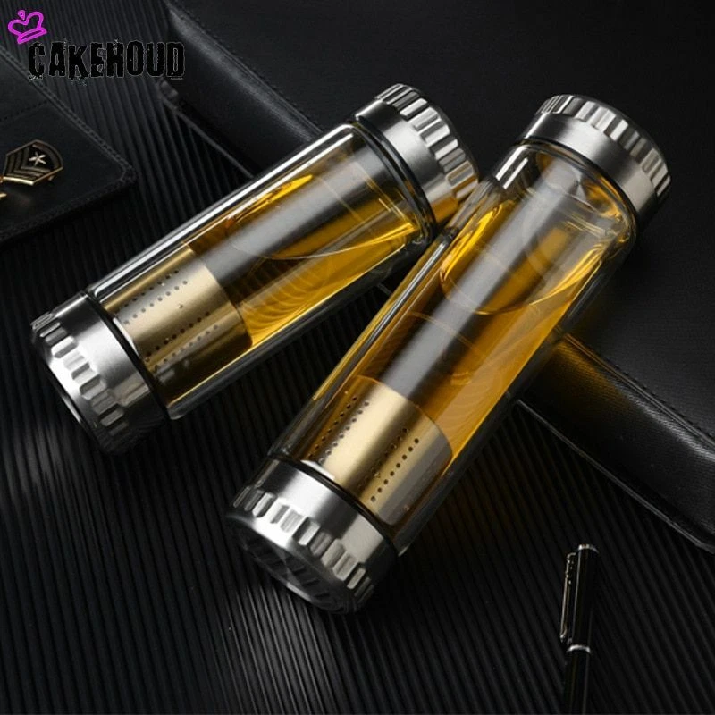 Affaires Type Luxe Eau Verre Bouteille Acier Inoxydable Infuseur Thé Filter - Photo 2/4