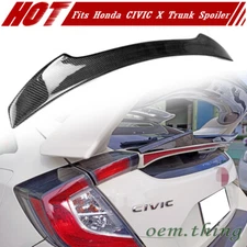 Carbon Fit FOR HONDA Civic X 10th Hatchback DTO V Style Rear Trunk Spoiler 2020