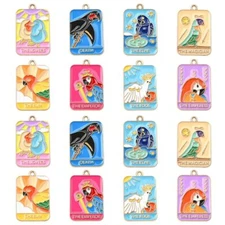 40pcs Tarot Alloy Enamel Rectangle Pendants Bird Charms for Jewelry Making DIY
