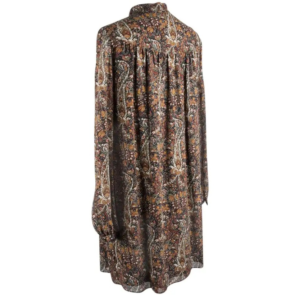 Abito tunica SAINT LAURENT 373936 Y302N paisley stampa floreale bavaglino mandarino F38 S M