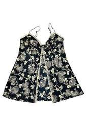 Victoria's Secret Top M Whimsigoth Floral Chemise Open Front Babydoll Lace Cami