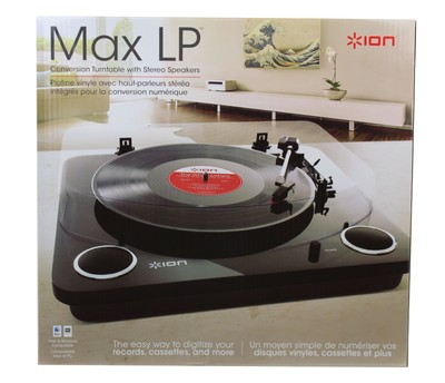 ion audio max lp conversion turntable with stereo speakers