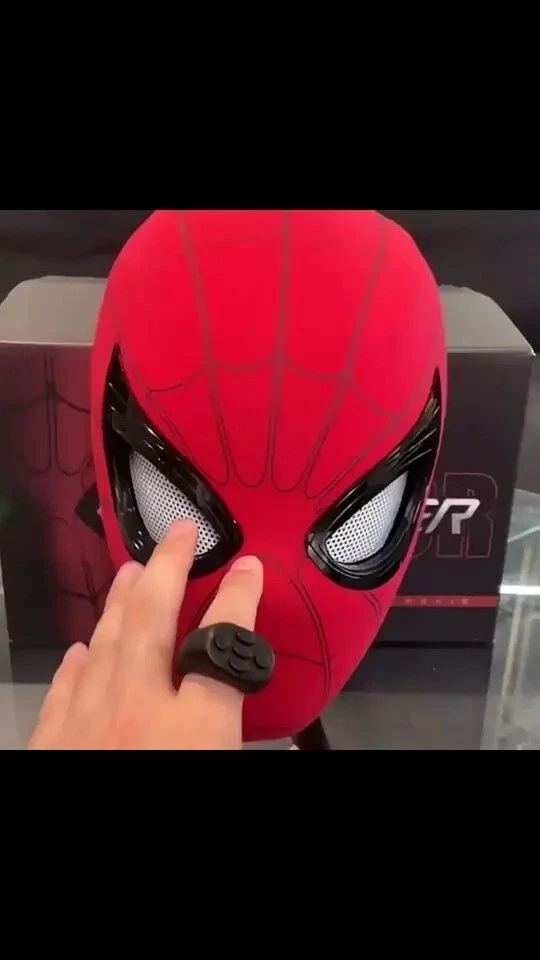 Spiderman Mask with Blinking Movable Eyes Helmet Ring Remote Control Cosplay Toy - Image 2 of 4