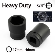 Image of 3/4" Drive Hex Impact Socket Heavy Duty 6 Point Wrench Ratchet Sleeve 17mm-46mm