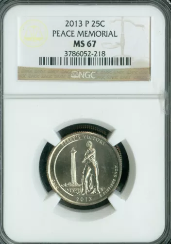 2013 P PEACE MEMORIAL QUARTER NGC MS67 PQ  *