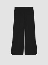 New Eileen Fisher Wide Rib Stretch Slit Pant in Black Size M P2337