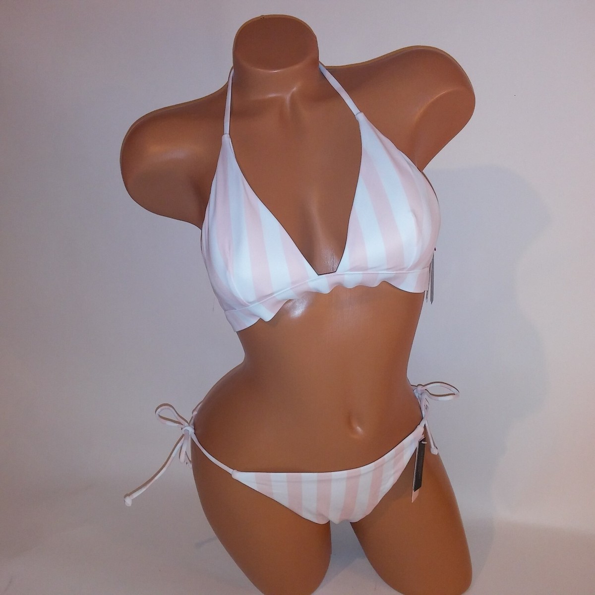 Victoria Secret Swim Bikini Large Top Bottom Pink White - Main Image