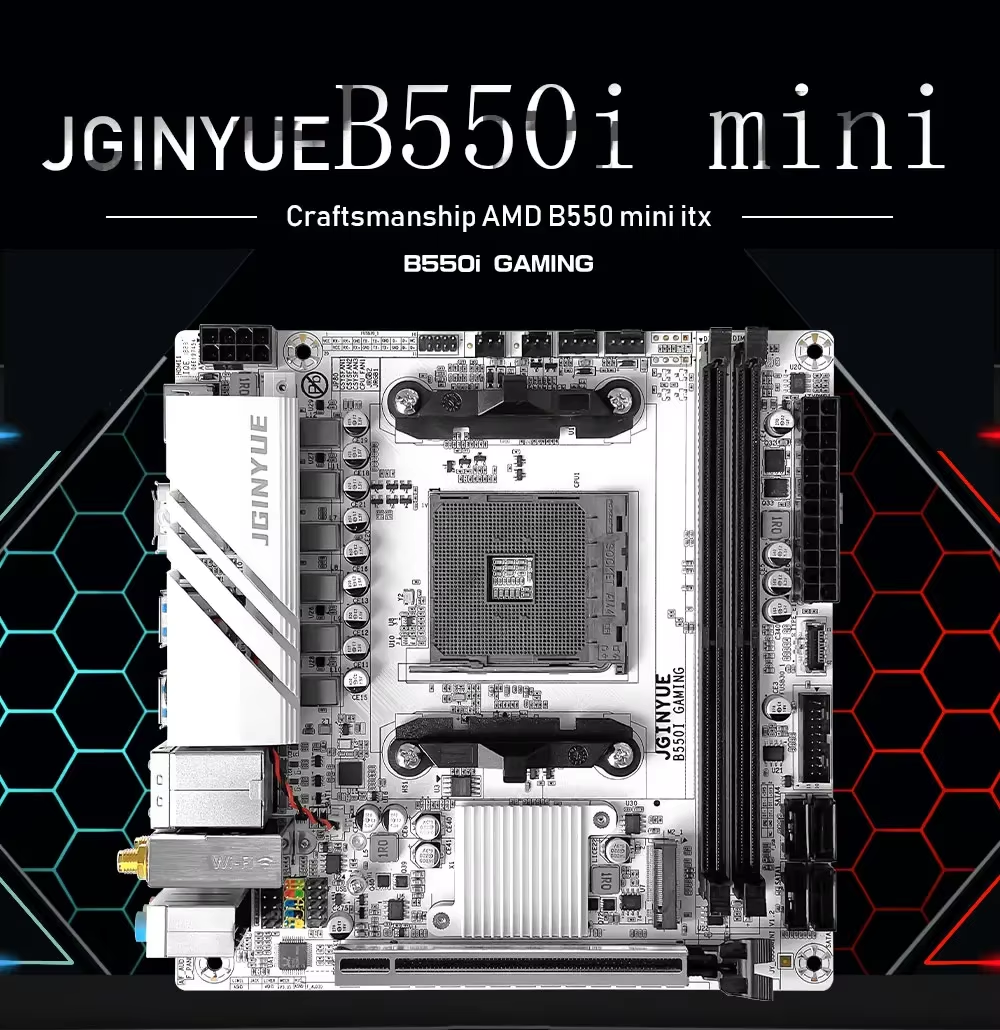 JGINYUE AMD B550 AM4 Mini ITX Motherboard Supports Ryzen R5 4000