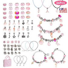 66PCS DIY Charm Bracelet Making Kit Jewelry Necklace Pendant Beads Accessories