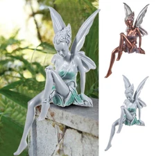 Flower Fairy Sculpture Garden Landscaping Resin Turek Sitting Statue Decor IN HO