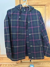 Nwt Joules The Coast Plaid Waterproof Women’s Jacket Size 4