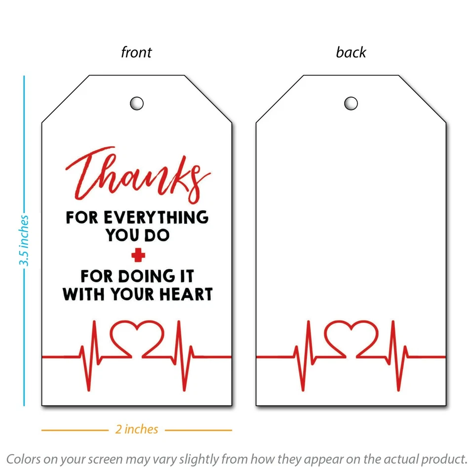 25 etiquetas colgantes - apreciación enfermera/médico/trabajador del hospital - latidos del corazón - gracias Foto 2 de 2