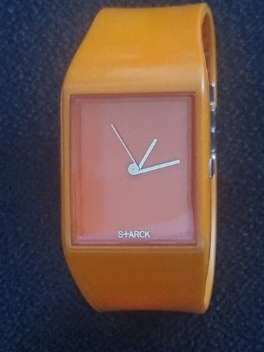 PHILIPPE STARCK WATCH PH5033 WITH ORANGE DIAL & SILICONE STRAP A DESIGN CLASSIC - Picture 5 of 11