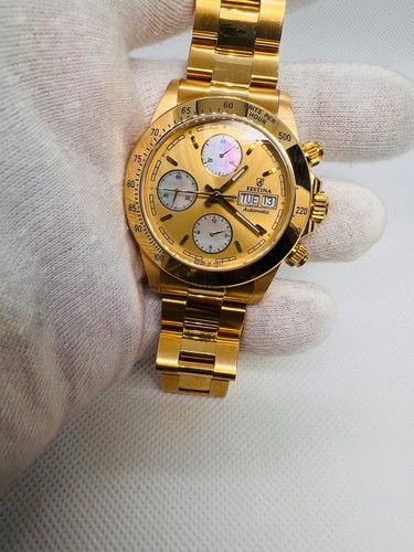 RARE FESTINA Chronograph F652-F25A- Solid 18K Gold “Daytona Style” SWISS MADE - Picture 22 of 24