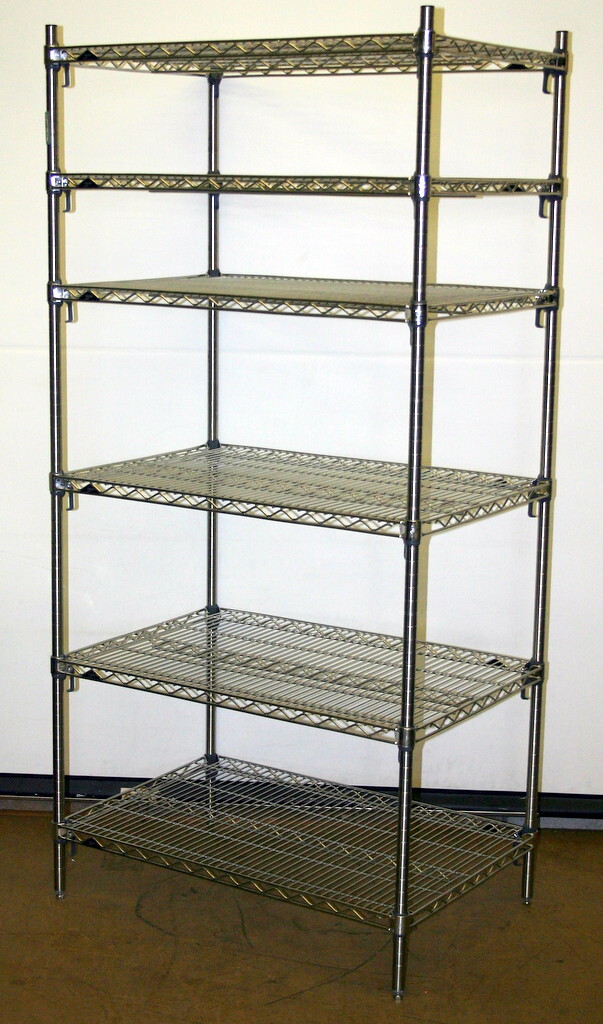 METRO SUPER ADJUSTABLE ERECTA 6 SHELF STAINLESS SHELVING RACK, 36