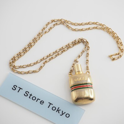 GUCCI Perfume Bottle Necklace Pendant Sherry Line Gold Color  display picture 2
