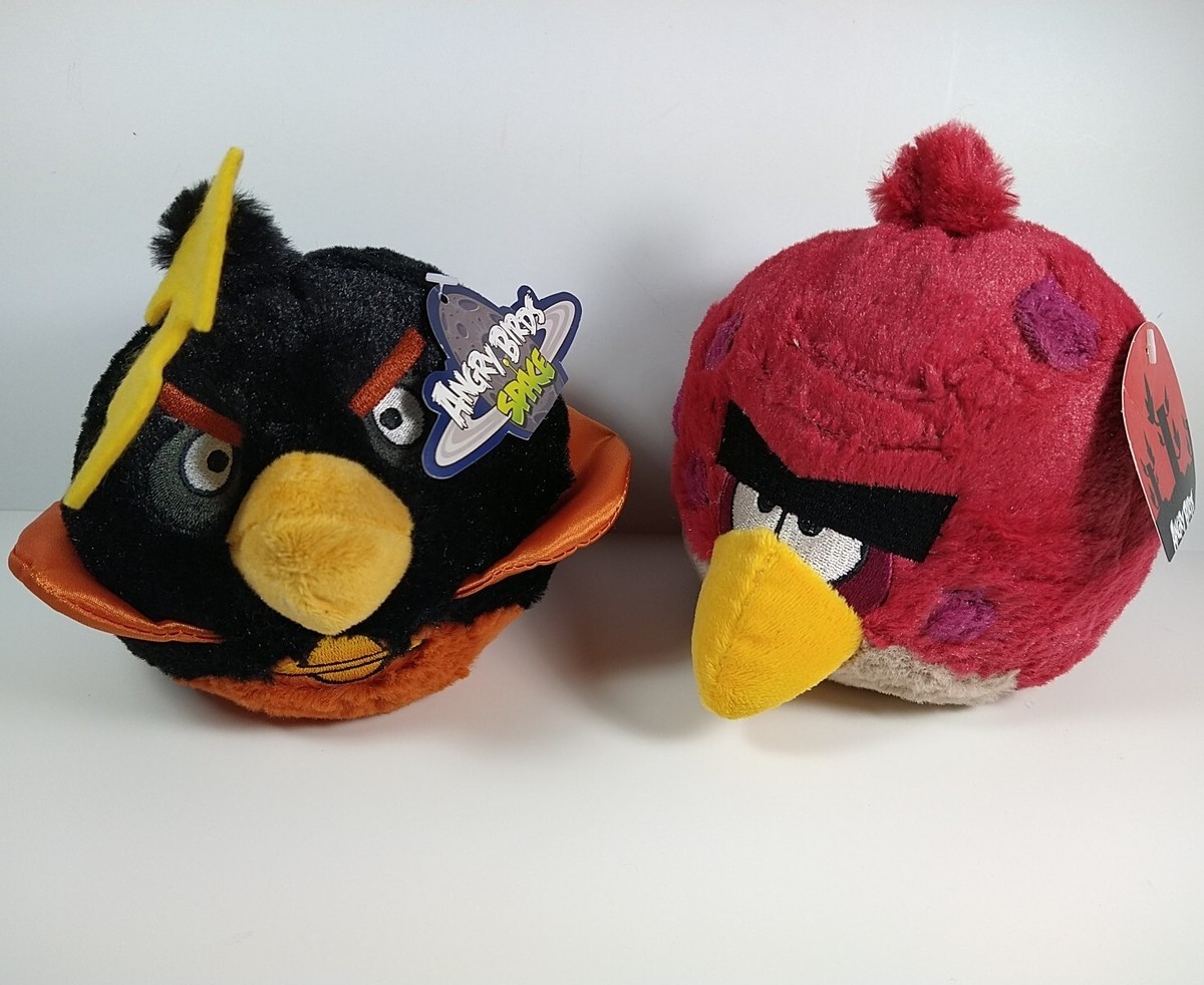 Angry Birds Plush Terence Red Big Brother & Black Space Bomb w Angry Birds Plush Terence Red Big Brother & Black Space Bomb w