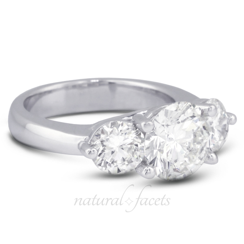 1.26ct I VS2 Round Natural Certified Diamonds White Gold Classic 3-Stone Ring - Picture 2 of 3