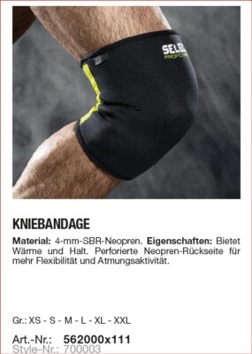 Select Kniebandage Knieschützer 4-mm Neopren Verein Training Mannschaft Wärme 