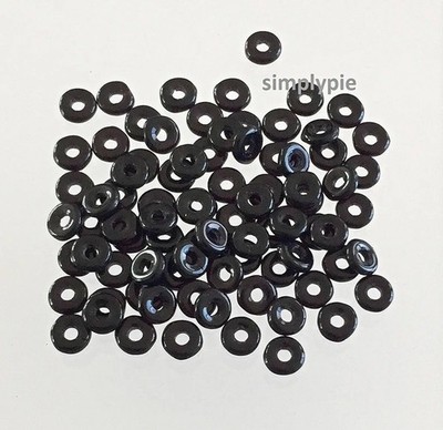 Black OBEAD Donut Rings 100 Pcs Small Rondelle Czech Glass Beads
