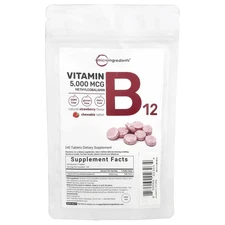 2 X Micro Ingredients, Vitamin B12 Methylcobalamin, Strawberry, 5,000 mcg, 240 C