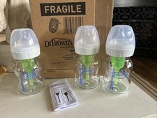 New Dr. Brown's Natural Flow Baby Bottles, 5 oz, 3 Pack GLASS 