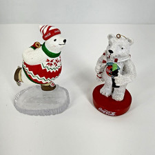 Coca-Cola Polar Bear Figurine Ornament Drinking Coke Ice Skating 1994
