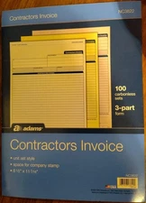 Adams 3-Part Carbonless Contractors Invoice Forms 8.5" x 11 7/16 100/Pack NC3822