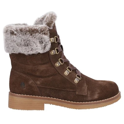 Hush Puppies Florence Femmes Cuir Daim Imperméable Mi Bottes Marron - Photo 1/4