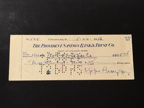 Eppa Rixey Signed Check JSA LOA HOF Cincinnati Reds Philadelphia Phillies RARE!