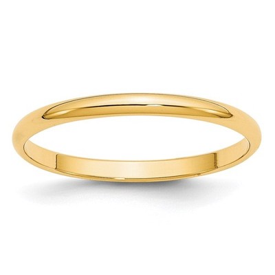 10 Karat massiver Gelbgold 2 mm leichter halbrunder Ehering Größe 7 Herren Damen