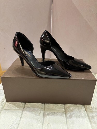 LOUIS VUITTON Pumps Heel Leather Black EU34/US4 Authentic from Japan - Picture 13 of 24