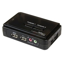 StarTech 2 Port Black USB KVM Switch Kit with Audio and Cables