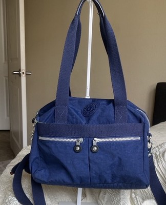 Kipling Navy Blue Handbag with Dual Zippers