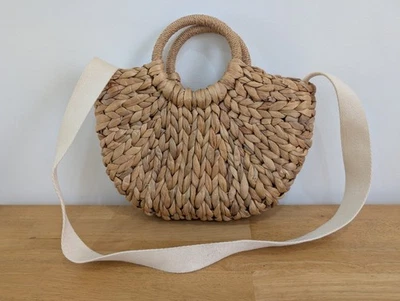 Gap Summer Boho Beach Woven Straw Bag Crossbody, Circular Handle - Image 1 of 4