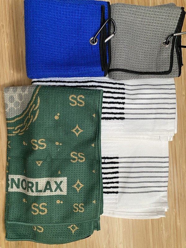 Golf Towel Bundle Includes Five Pieces. 2x Full Size Caddy Towel, 3 X Waffles!