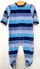 260158 Boys 3-6 Months MAGNETIC ME Blue Striped Velour Footed One Piece EUC
