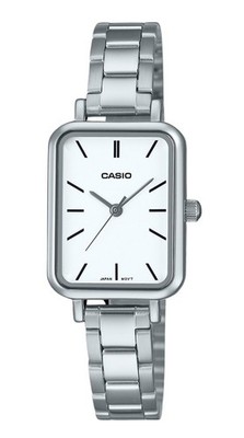 Casio Standard Analog Edelstahl Weißes Zifferblatt Quarz LTP-V009D-7E Damenuhr