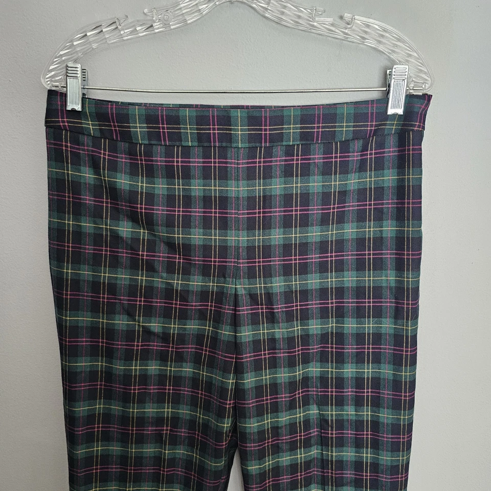 Pantalones al tobillo Talbots tartán a cuadros Chatham para mujer talla 8 azul marino verde rosa Foto 3 de 4