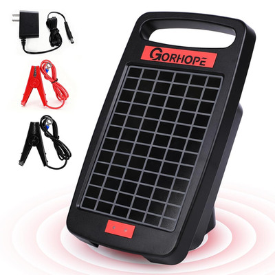 Upgrade 20 Miles Solar Electric Fence Charger with Short Circuit Alarm,0.32J Sol