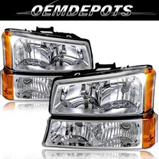 For 2003-2006 Chevy Silverado Chevrolet Avalanche 03-06 Chrome Headlight 4pcs