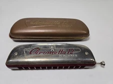 Vintage Hohner Chrometta 12 Slide Harmonica Key C Germany with Case
