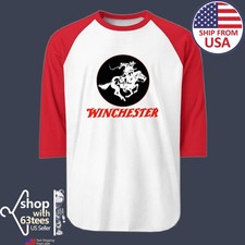 Winchester Gun Pistols Riffle Firearms Men's Raglan Red Size S to 2XL