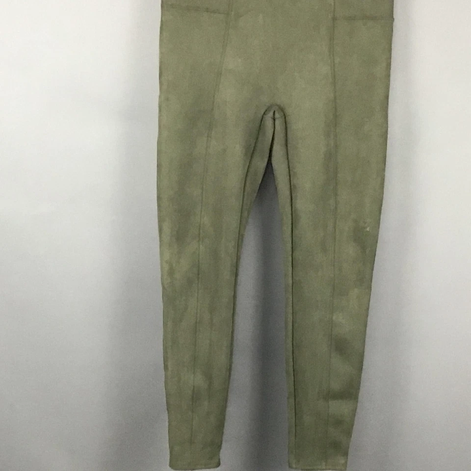 Spanx Pants Womens XL Olive Green Faux Suede High Rise Pull On Leggings Shaping - Image 4 of 4