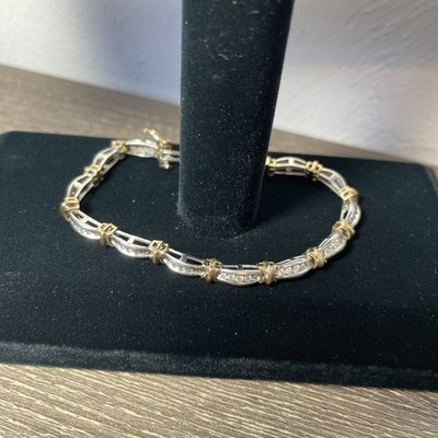 10k Weiß- und Gelbgold XO Tennisarmband Größe 7 mit 70 Diamanten *BESCHREIBUNG LESEN*
