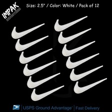Embroidered Swoosh Iron On Embroidery Logo Patches 2.5" White Swoosh Pack of 12