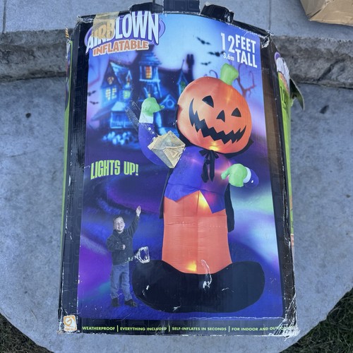 Cabeza de calabaza inflable Gemmy Airblown 12 pies Halloween decoración de patio por favor leer - Imagen 5 de 13